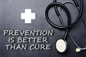 prevention better than cure text chalkboard near medical object symbols 118695099